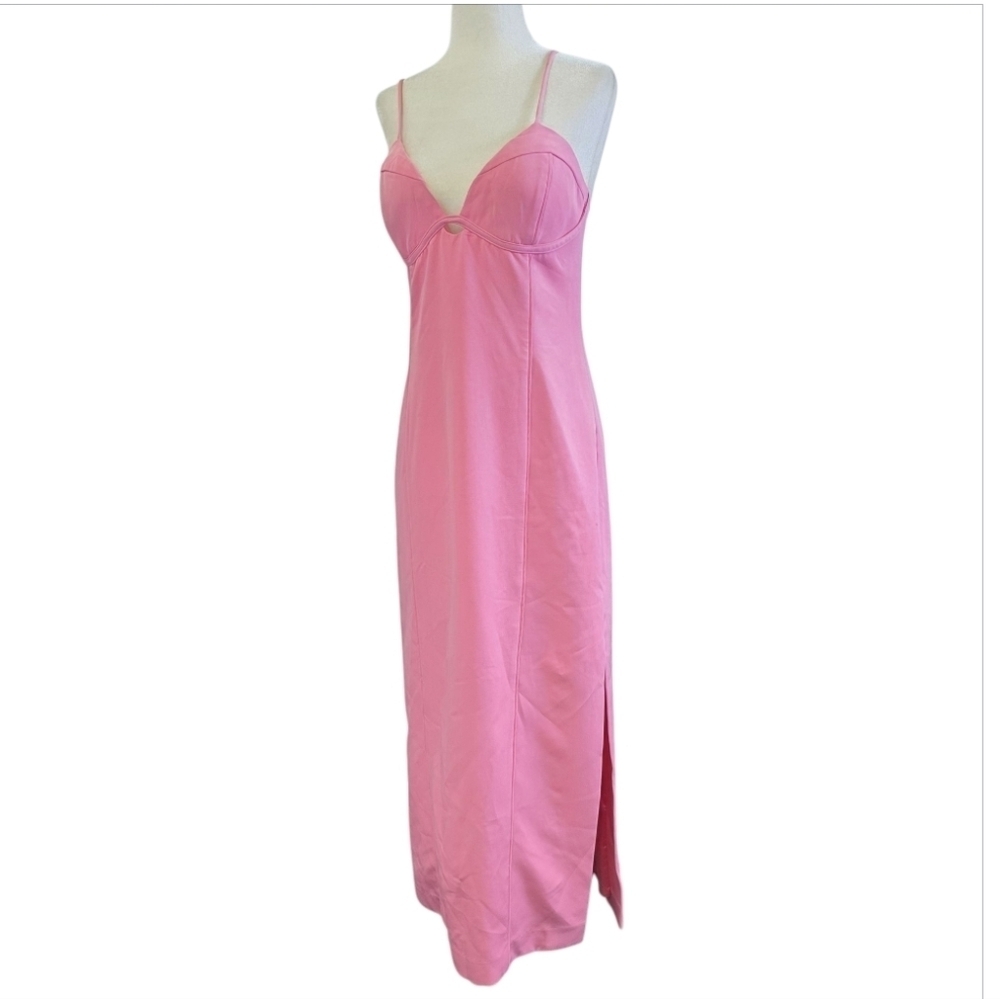 Bardot Barbie pink long dress with side slit